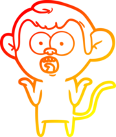 warm gradient line drawing of a cartoon shocked monkey png