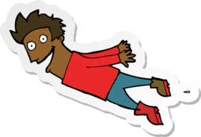 sticker of a cartoon drenched man flying png