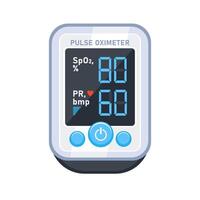 Pulse oximeter. Device to measure oxygen saturation. Blood saturation. Vector illustration