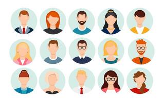 Set of different people avatars. User avatar in circle. Vector illustration