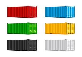 conjunto carga contenedores carga envío, entrega y transporte. vector ilustración
