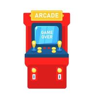 Retro arcade game machine. Video gaming of 80s 90s. Vector illustration