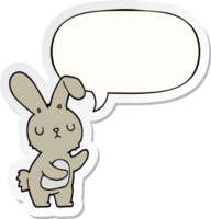 cute cartoon rabbit with speech bubble sticker png