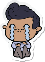 sticker of a cartoon man crying png