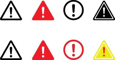 Set of triangle caution alert icons. Caution sign. Vector