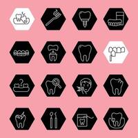 dental line icon set black and white vector