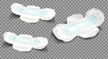 White sanitary napkin or pads with wings isolated on transparent background Promotional mockup vector