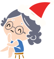 hand- getrokken Kerstmis tekenfilm van kawaii dame png