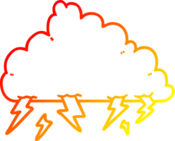 warm gradient line drawing of a cartoon thundercloud png