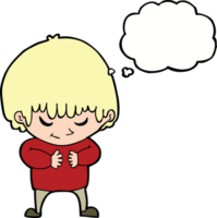 cartoon shy boy with thought bubble png