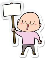 sticker of a happy cartoon bald man with sign png