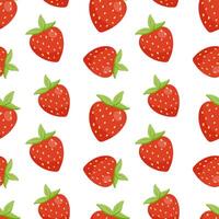 Seamless pattern with cute strawberry on white background. Repeat vector pattern for textiles or fabric