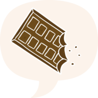 cartoon bar of chocolate with speech bubble in retro style png