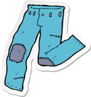 sticker of a cartoon patched old jeans png