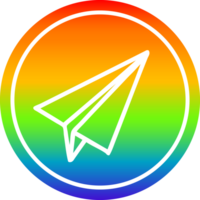 paper plane circular icon with rainbow gradient finish png