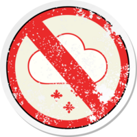 autocollant en détresse d'un dessin animé mignon signe interdit à la neige png