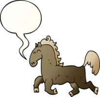 cartoon stallion with speech bubble in smooth gradient style png