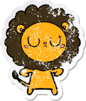 distressed sticker of a cartoon lion png