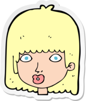 sticker of a cartoon surprised woman png