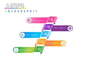 infografía modelo 5 5 paso para negocio dirección, márketing estrategia, diagrama, datos, resplandor, flecha línea de tiempo, para presentación reporte y Progreso vector