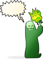 cartoon waving halloween ghoul with speech bubble png