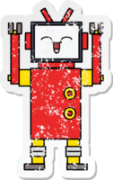 autocollant en détresse d'un robot de dessin animé mignon png