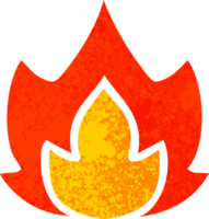 retro illustration style cartoon of a fire png