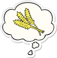cartoon wheat with thought bubble as a printed sticker png