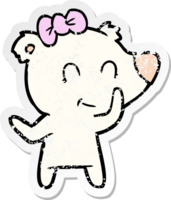 nödställda klistermärke av en kvinnlig isbjörn tecknad png