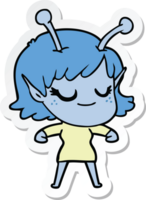 sticker of a smiling alien girl cartoon png