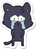 adesivo de um gato chorando de desenho animado png