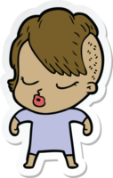 sticker of a cartoon pretty hipster girl png