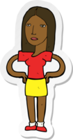 sticker of a cartoon woman with hands on hips png