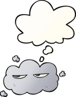 cute cartoon cloud with thought bubble in smooth gradient style png