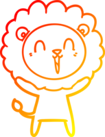 warm gradient line drawing of a laughing lion cartoon png