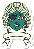 sticker of a orc rogue character face with banner png