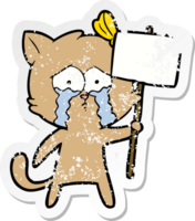 distressed sticker of a cartoon cat png