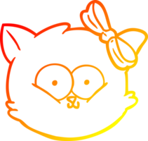 warm gradient line drawing of a cute cartoon kitten face png