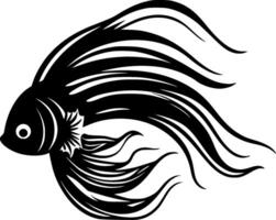 Betta Fish, Black and White Vector illustration