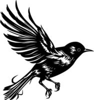 pájaro - negro y blanco aislado icono - vector ilustración