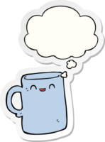 cartoon mug with thought bubble as a printed sticker png