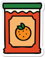 sticker of a quirky hand drawn cartoon jar of marmalade png