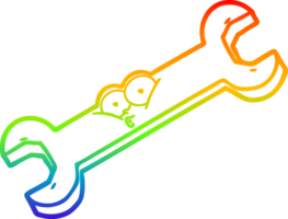 rainbow gradient line drawing of a cartoon spanner png