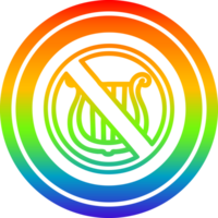 Nein Musik- kreisförmig Symbol mit Regenbogen Gradient Fertig png