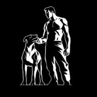 Boxer, Black and White Vector illustration