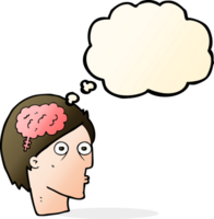 cartoon head with brain symbol with thought bubble png