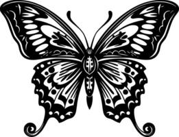 mariposa - negro y blanco aislado icono - vector ilustración