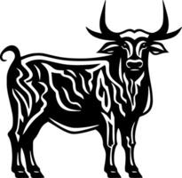 Bull, Black and White Vector illustration