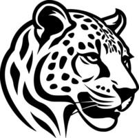 leopardo - negro y blanco aislado icono - vector ilustración