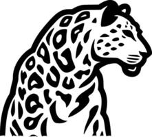 leopardo - negro y blanco aislado icono - vector ilustración